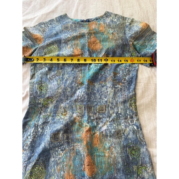 Vintage 90s Blue Cotton Watercolor
Sheath Dress size small - Picture 4 of 5
